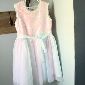 Jona Michelle Size 7 Rainbow Tulle dress Sequin Upper